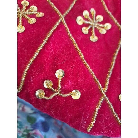 Unbranded Christmas Stocking Red Green Jiingle Bells Sequins Beading - Picture 8 of 8